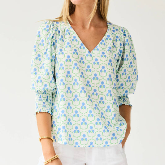 Ashlyn Sweetbriar Lattice Blue Top