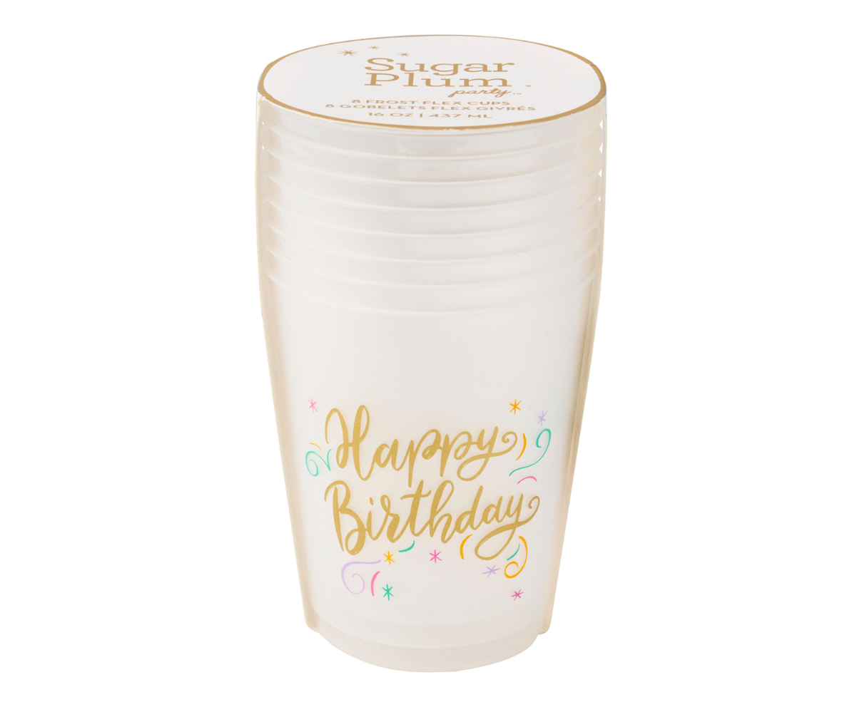 Happy Birthday - Cocktail Cheers Frost Flex Cups/8pk