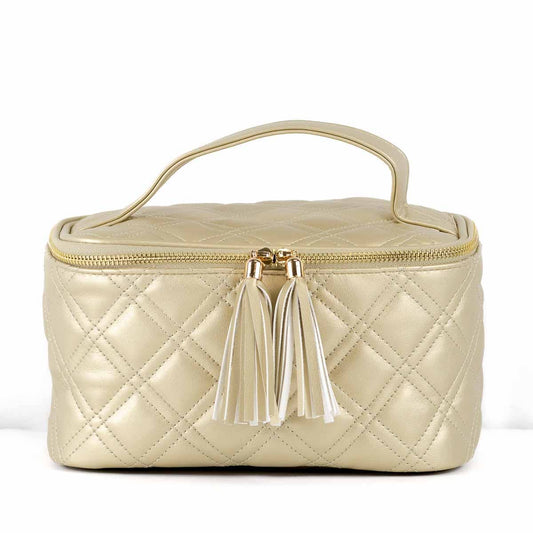 Brighton Gold Quilted Train Case