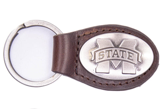 Mississippi State Bulldogs Oval Leather Key Fob.