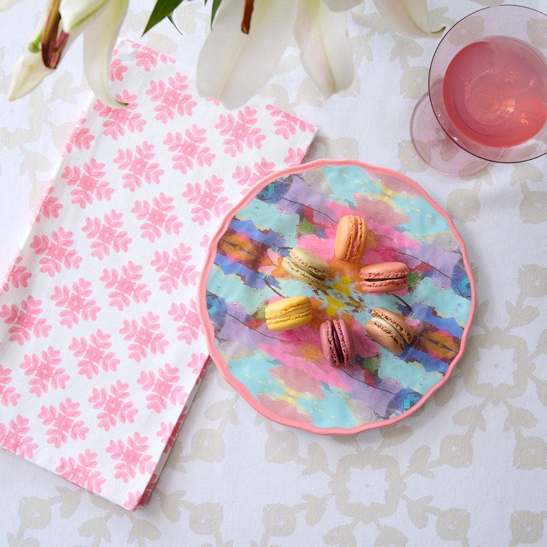 Brushstrokes Pink Tea Towel
