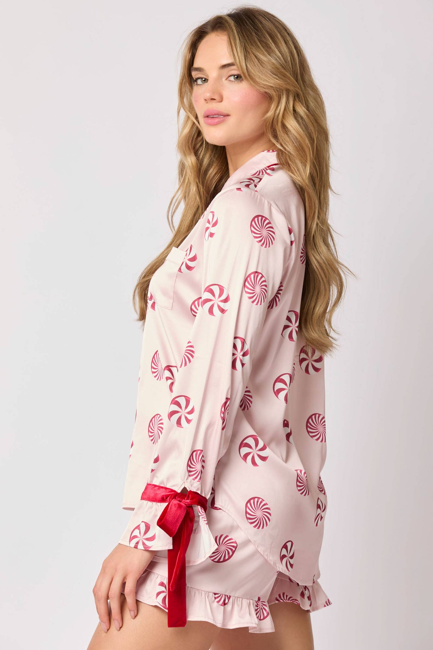 Long Sleeve Satin Pajama Top