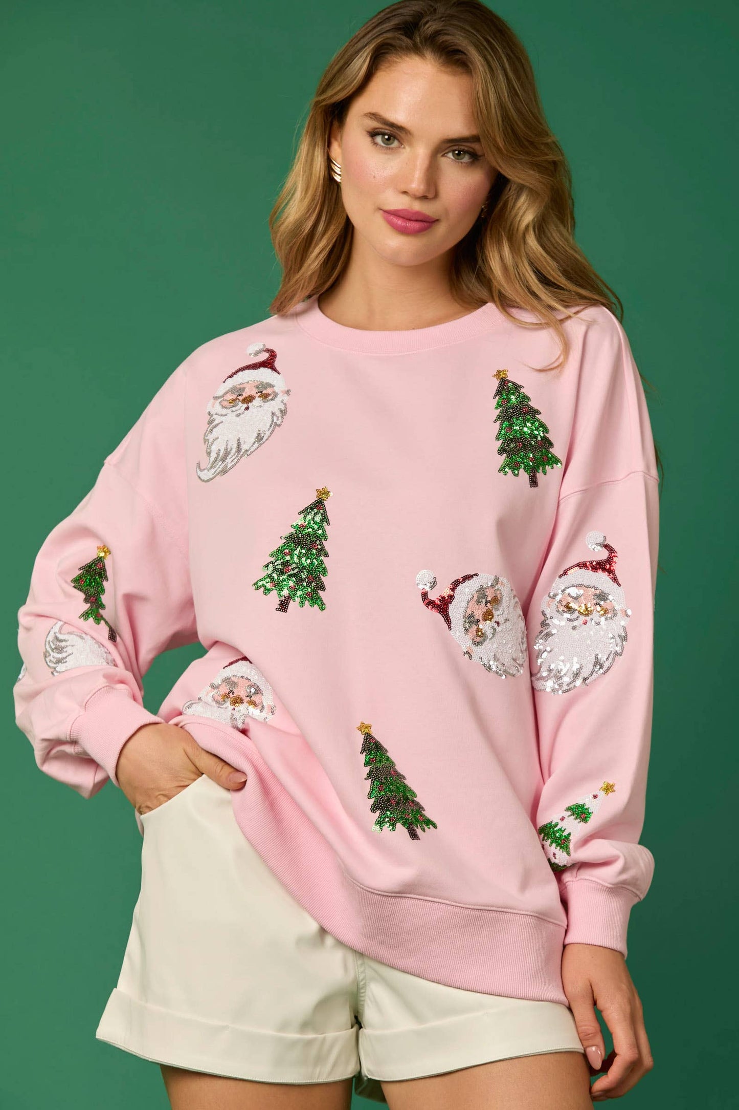 Santa & Xmas Tree Sequin Pull Over - Preorders