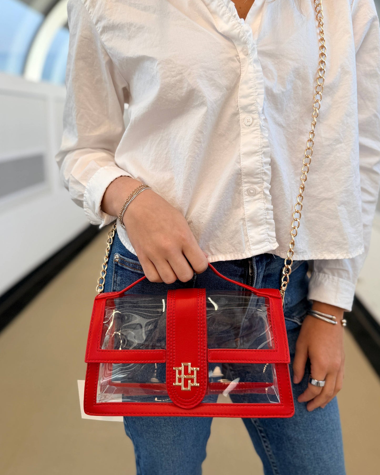 Caroline Hill Grace Clear Bag - Red