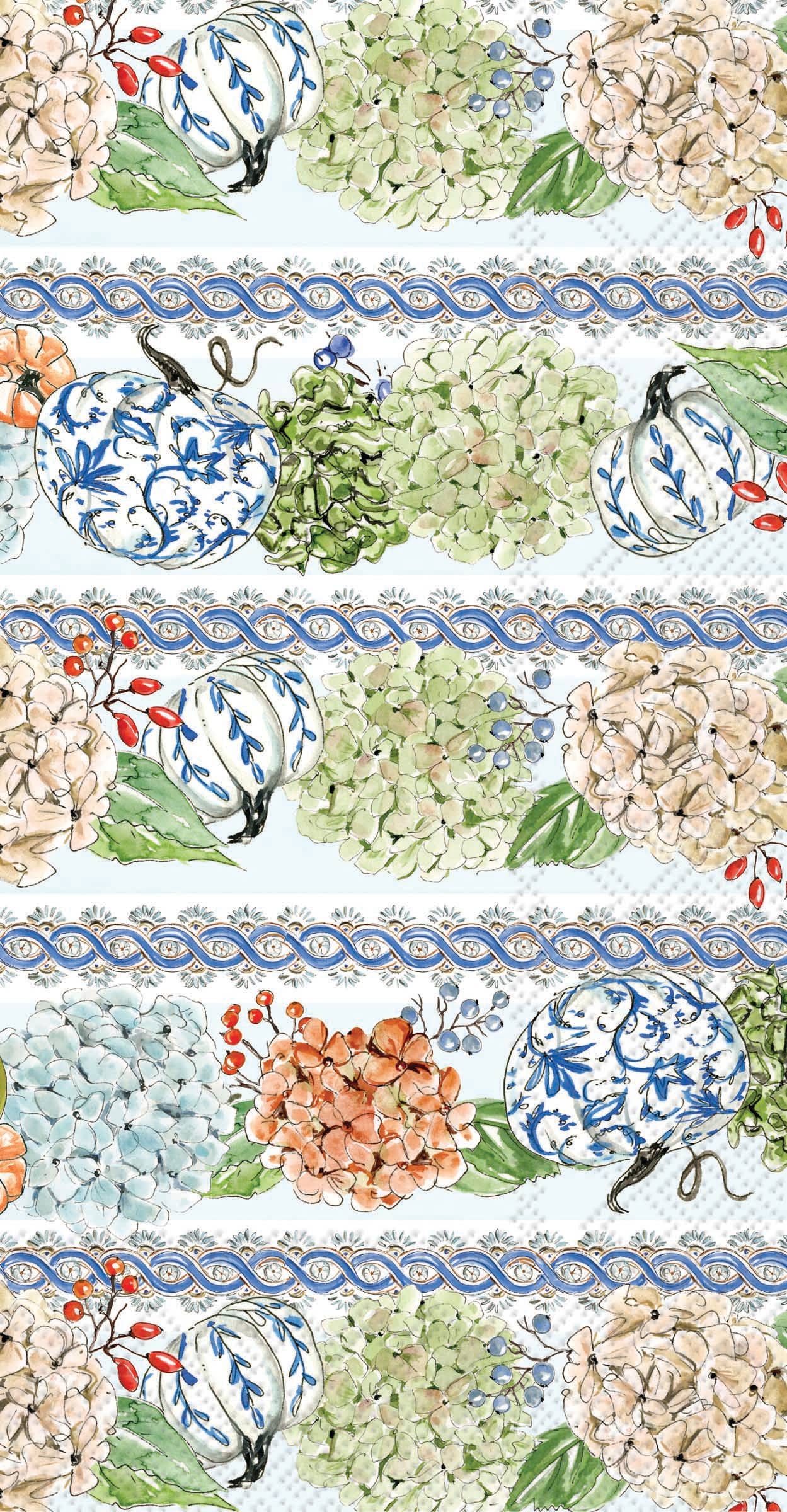 Fall Hydrangea Stripes Paper Guest Towels - Rosanne Beck