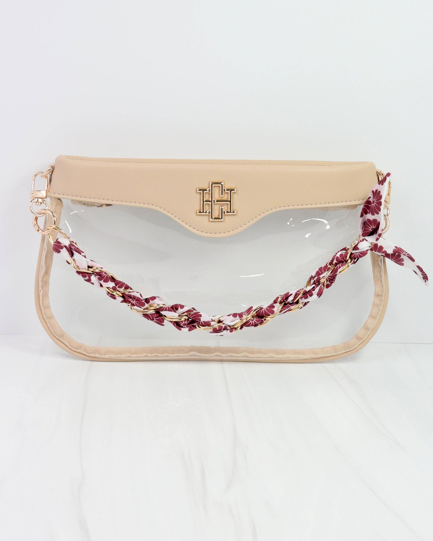 Serafina Scarf Purse Chain Maroon Floral