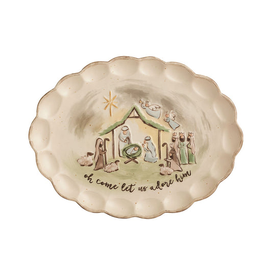 Scalloped Nativity Platter