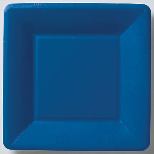 7" Square Paper Plates Dark Blue