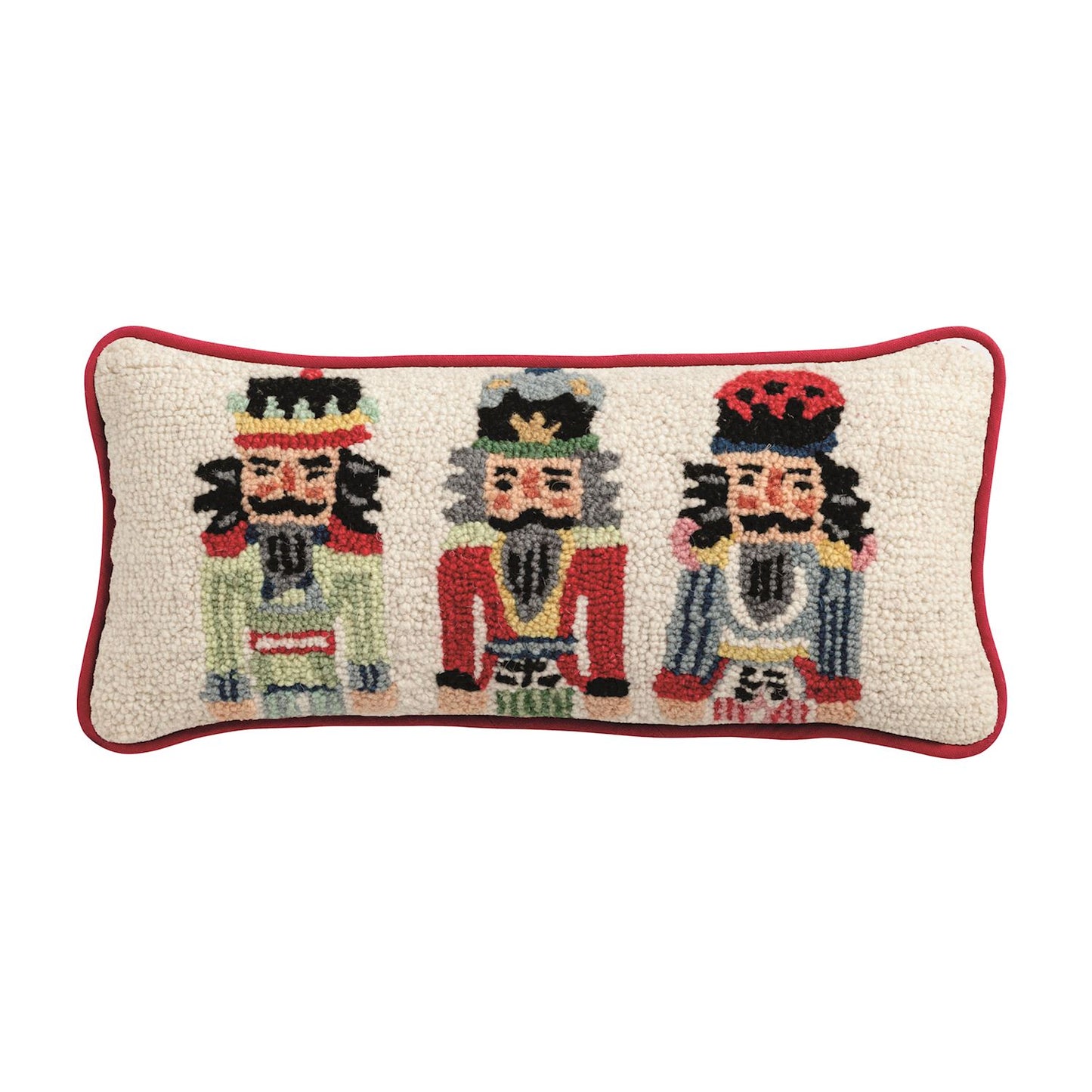 Nutcracker Hooked Wool Lumbar Pillow