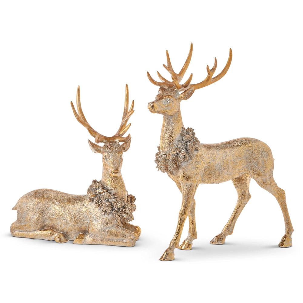 16" Gold Deer with Wreath ( 2 Styles )