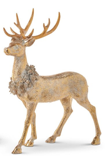 16" Gold Deer with Wreath ( 2 Styles )