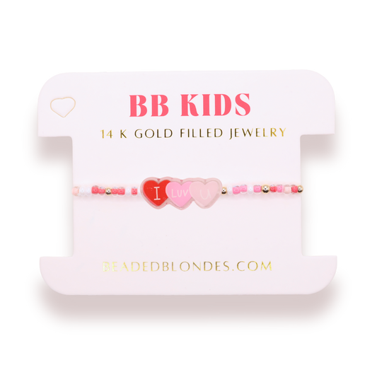 I Luv U Candy Heart Sprinkle Bracelet (Kids Size)