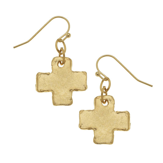 Susan Shaw Gold Cross Earrings
