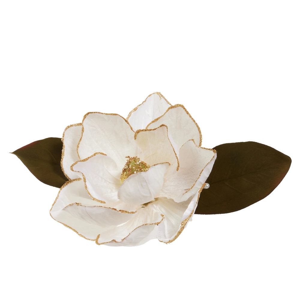 10" Gold Magnolia Clip-On Ornament