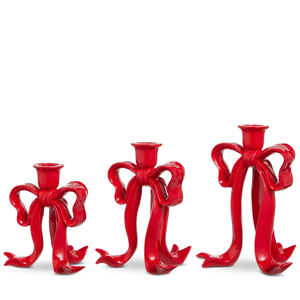 Red Bow Candlesticks ( 3 sizes )