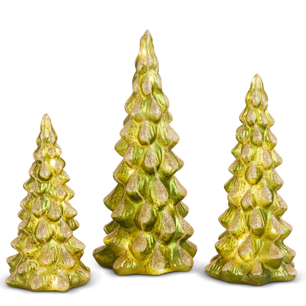 Lighted Green Snowy Trees ( 3 sizes )