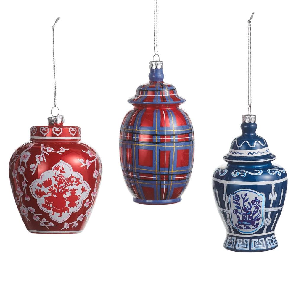 5" Dressed in Plaid Chinoiserie Ornament