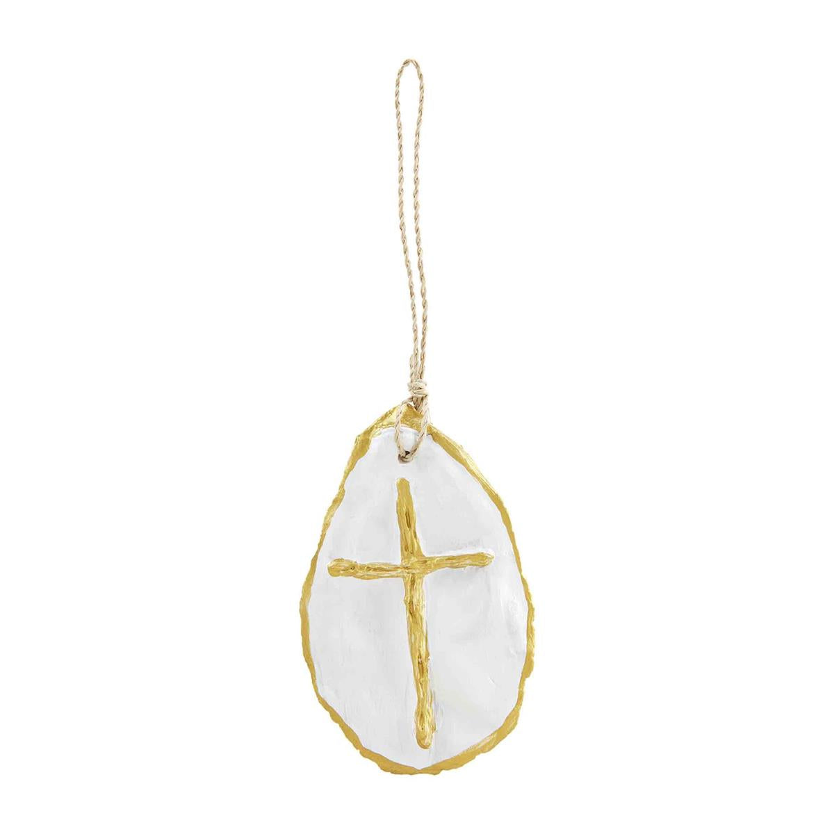 Cross Oyster Shell Ornament