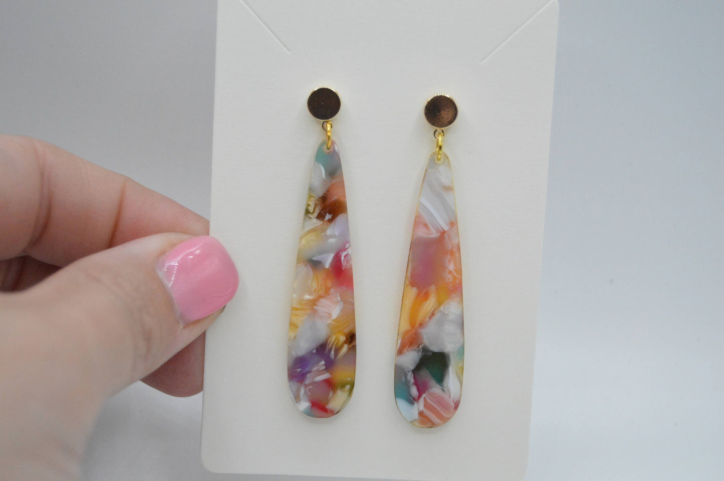 Rainbow Tortoise Earrings, Colorful, Acrylic Earrings 