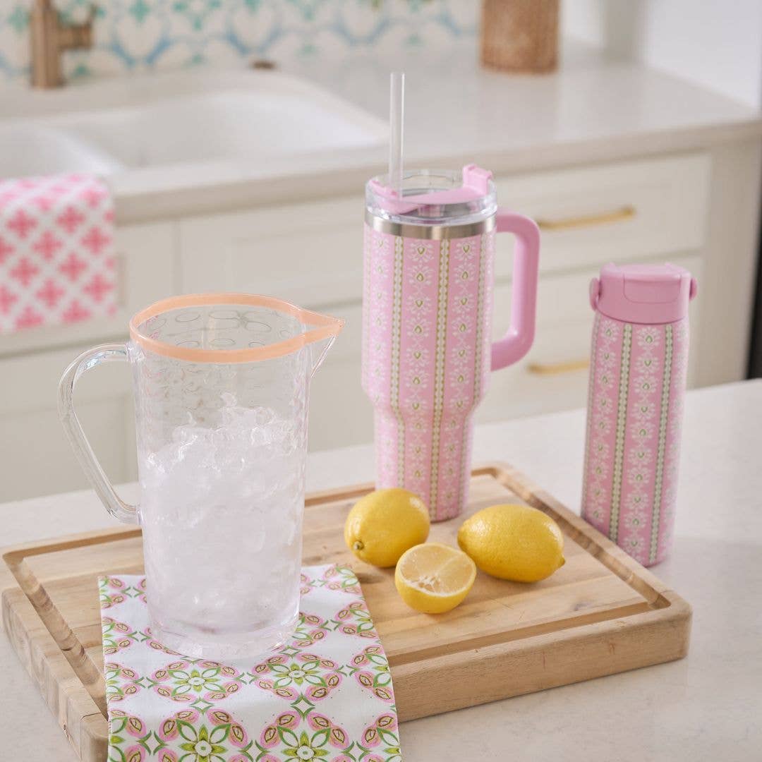 Laura Park Rosemary Stripe Pink 24 oz. Insulated Water Bottle
