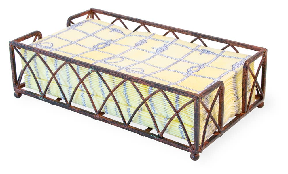 Paper Guest Towel Metal Caddy Arch Aged Chestnut