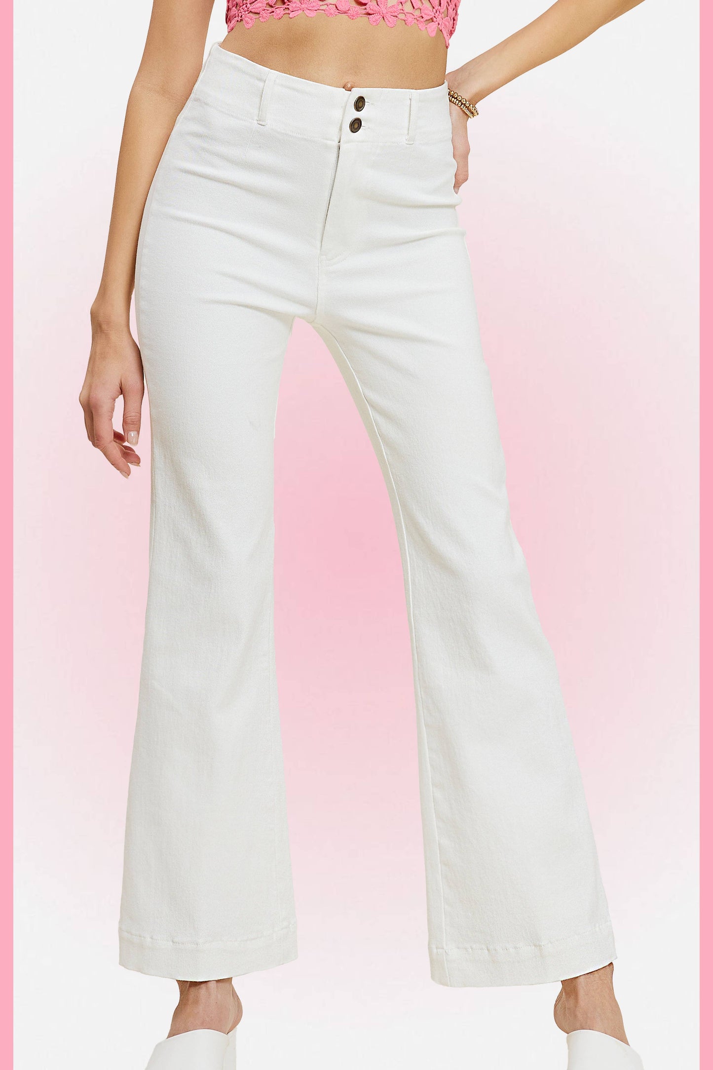 Soft Washed Stretchy High Waisted Wide Flare Pants