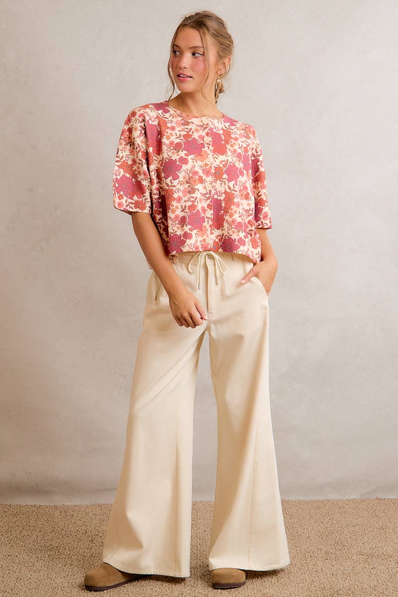 Regina Fall Floral Button Front Sweater