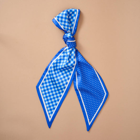 Twirl & Tie Scarf Accessory-Gingham Blue