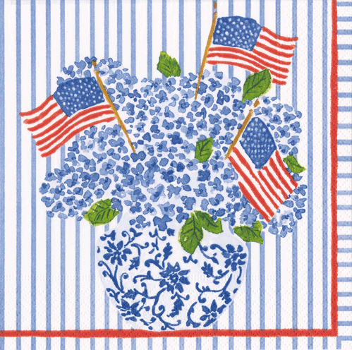 Flags and Hydrangeas Cocktail Napkins