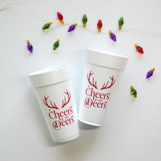 Cheers my Deers 20oz. Red Foam Cups | 10 pack