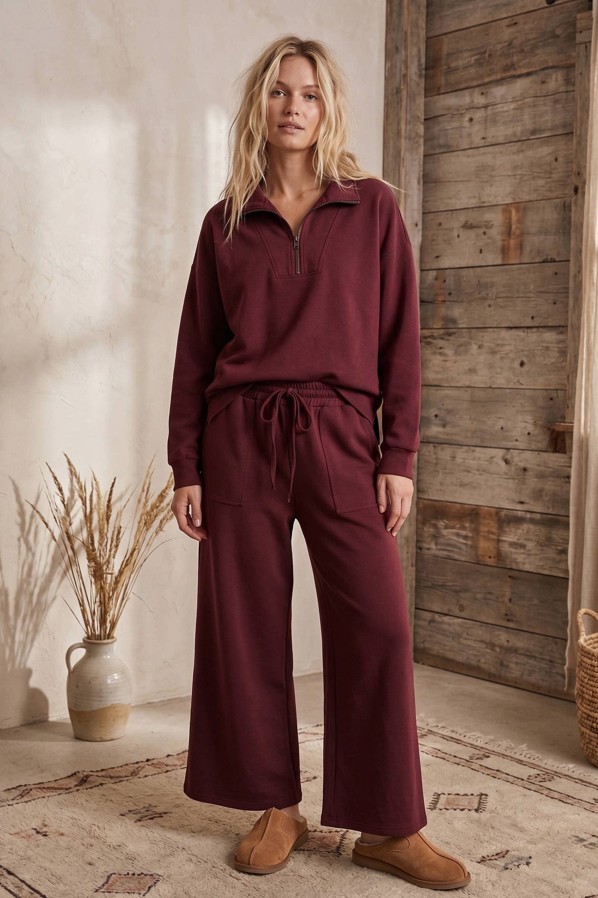 The Big Easy Scuba Half Zip Pullover & Wide Leg Pants Set