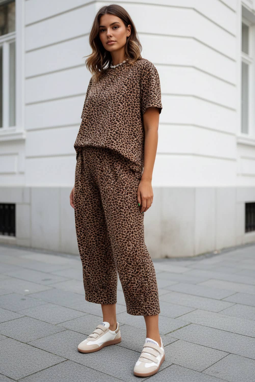 Leopard Top Drawstring Waist Barrel Pants Set NEW | S-XL