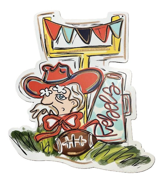 Ole Miss Colonel Reb Goalpost Door Hanger