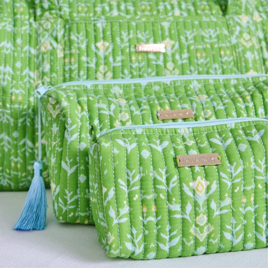 Petal Garden Green Signature Small Cosmetic Bag