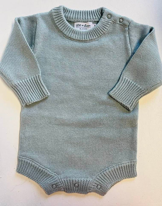 Boys Light Blue Knit Romper
