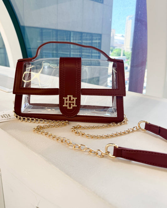 Caroline Hill Grace Clear Bag - Burgundy
