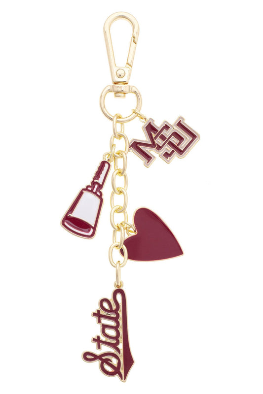 Mississippi State Bulldogs Heart Cluster Bag Charm
