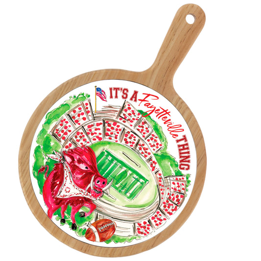 White Boar Stadium Collegiate Bamboo & Ceramic Cheese Board