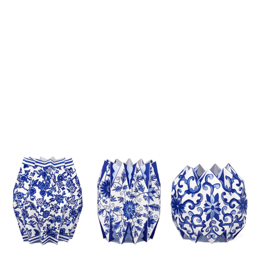 Blue Chinoiserie Paper Vase Wraps | Set of 3