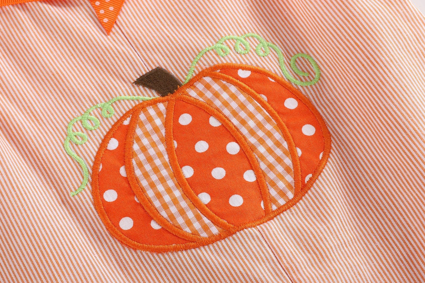 Orange Pinstripe Pumpkin and Bows Playsuit