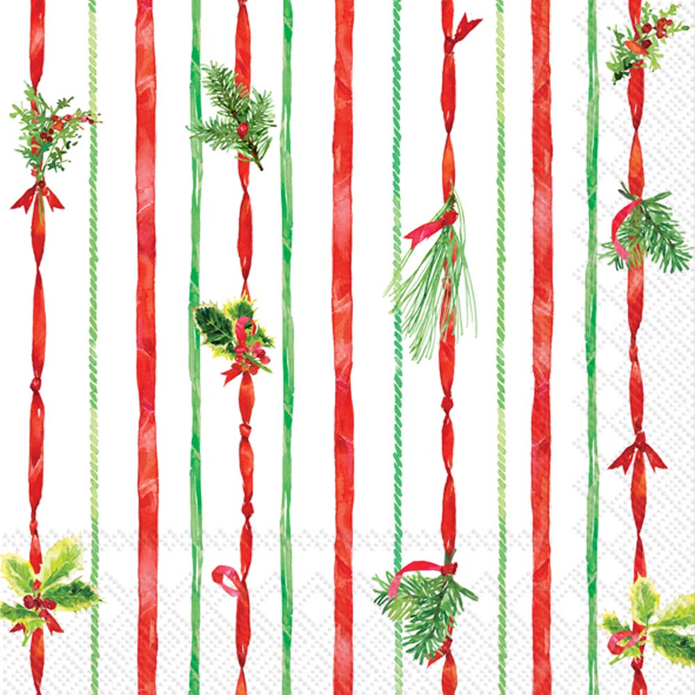 Paper Lunch Napkins 20 Count Ribbon Stripe Christmas