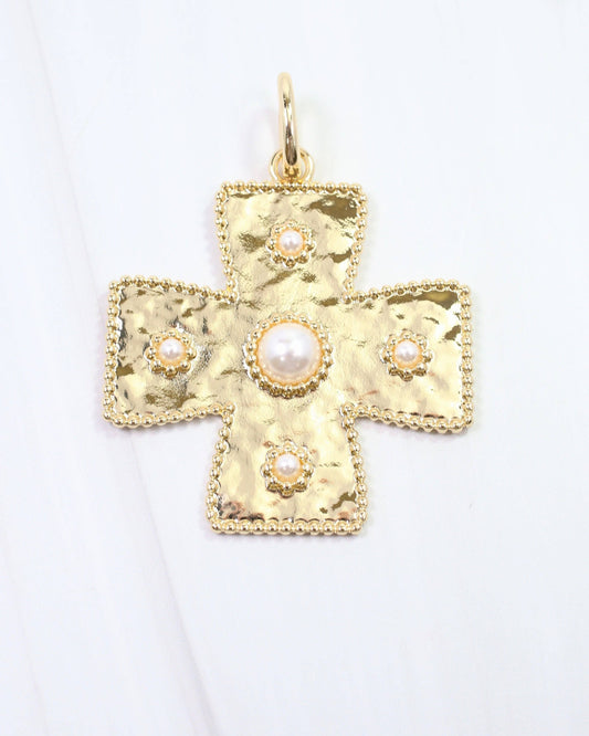 Cayce Large Cross Charm Gold