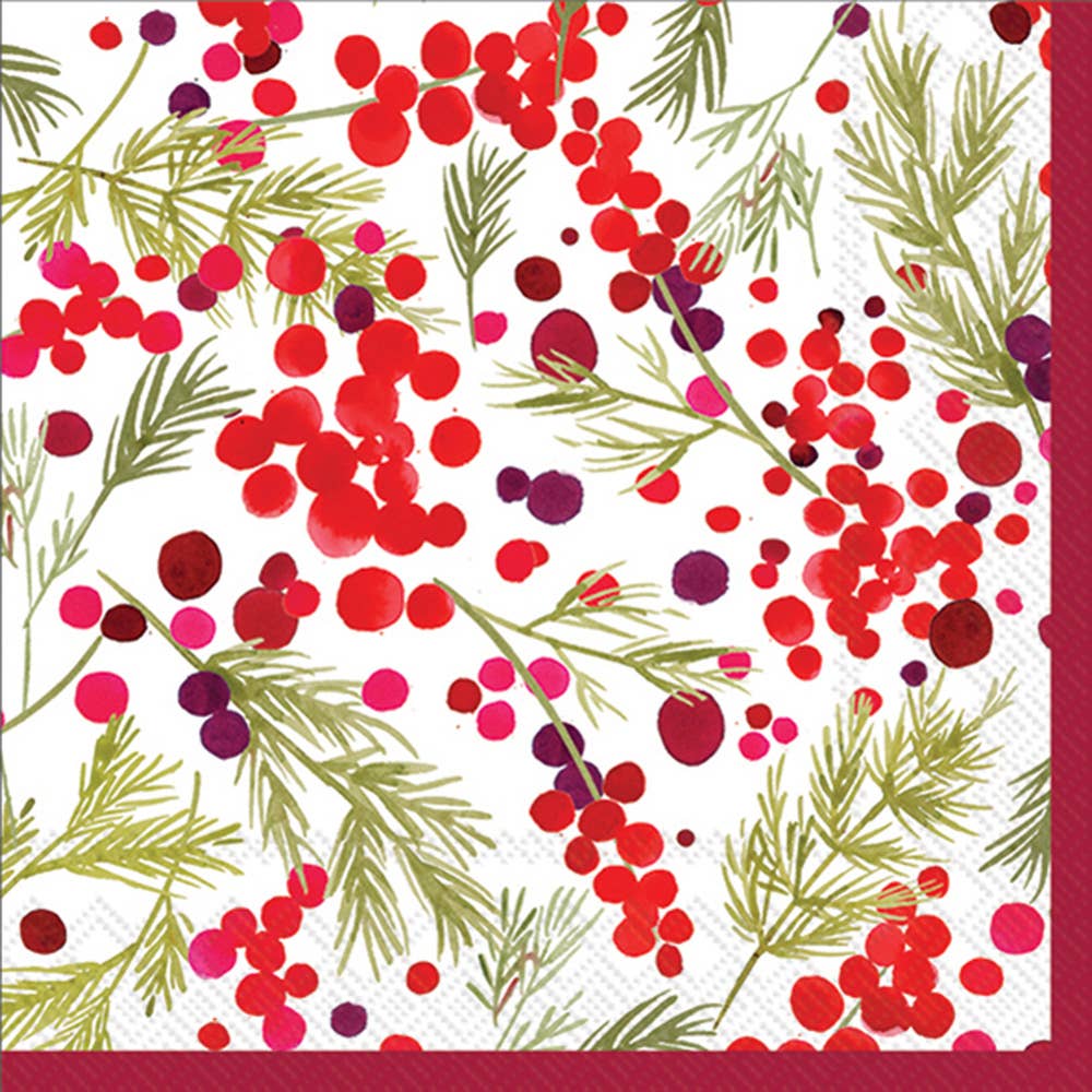 Paper Cocktail Napkins Pk/20 Merry Berries Christmas