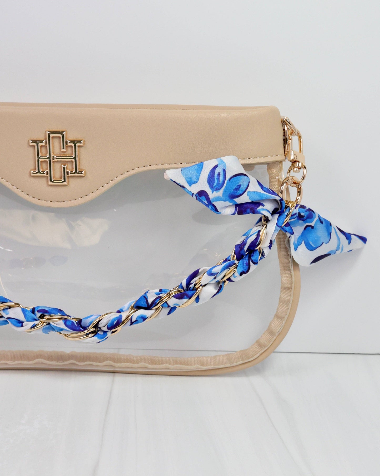 Serafina Scarf Purse Chain Blue & White Floral