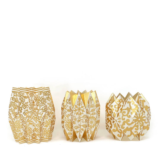Gold Chinoiserie Paper Vase Wraps | Set of 3