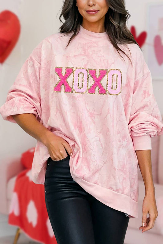 Valentine's Sequin Trim Patched Graphic Sweatshirt | S-XL