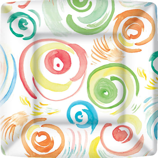 7" Square Paper Plates Happy Circles