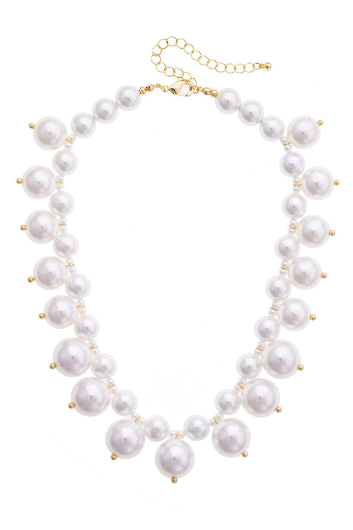 Chloe Pearl Beaded Bubble Necklace in Ivory