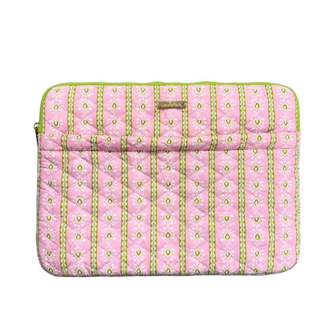 Laura Park Rosemary Stripe Pink Quilted Laptop Case