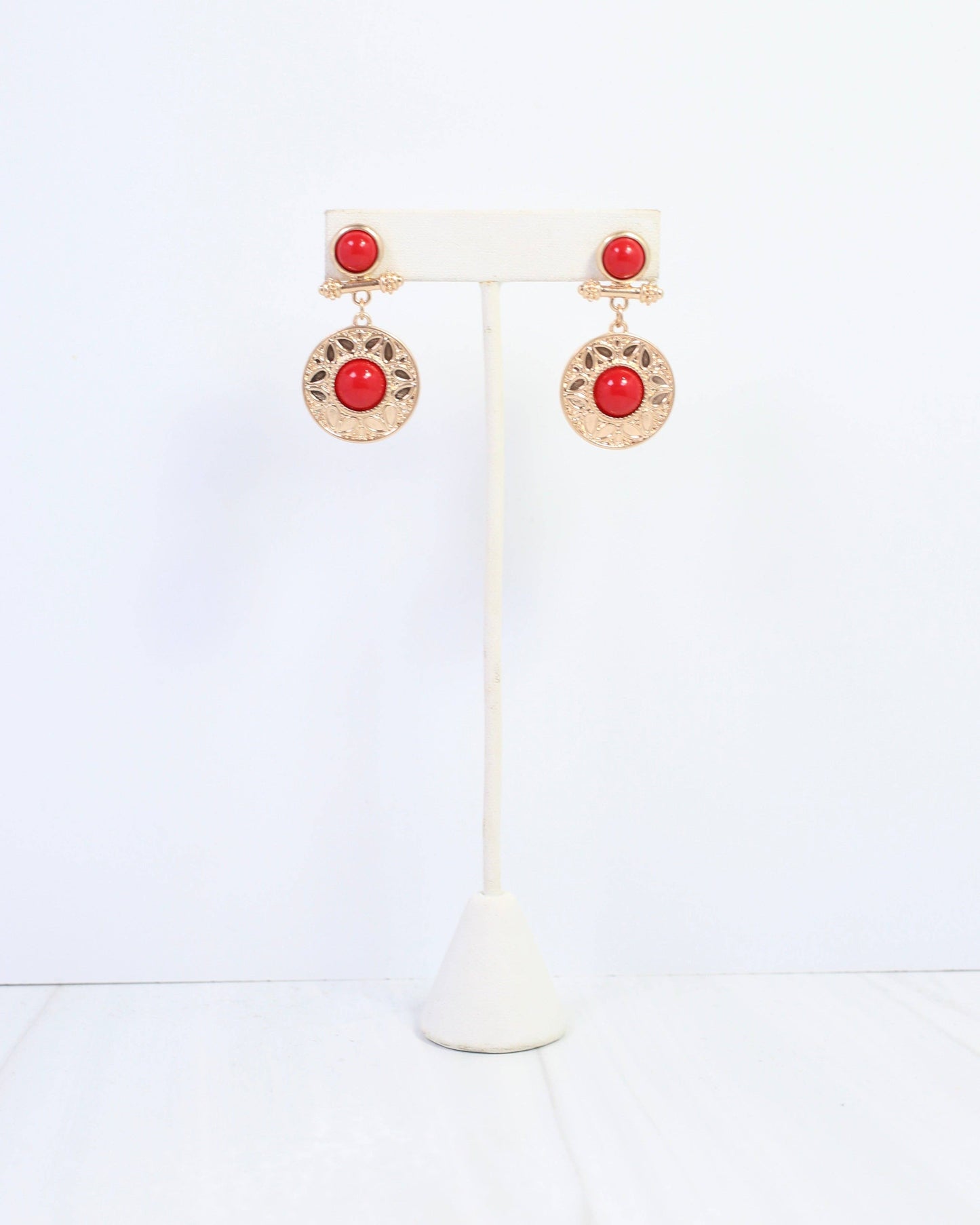 Terrace Circle Drop Earring - Red